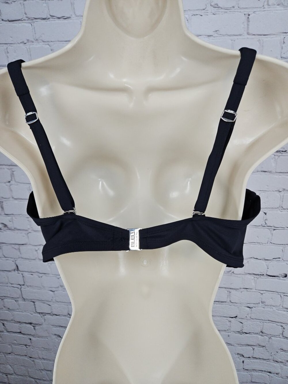 Bleu Rod Beattie Black Ruched Underwire Molded Cup Bikini Swim Top 36D - Picture 2 of 11